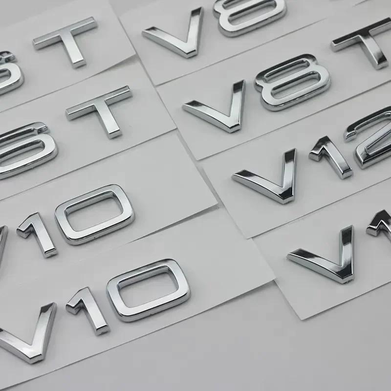 2PCS V6T V8T Emblem ABS 3D badge leaf label V10 V12 side label for A4L A5 A6L A7 Q3 Q6 Q7 car label displacement sticker