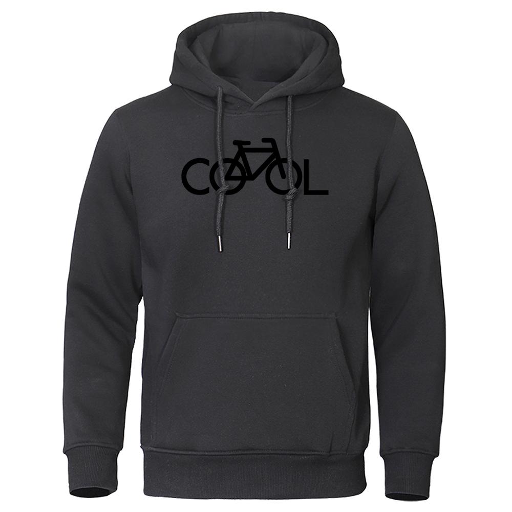 Cooler Schriftzug Fahrrad Einfaches Strichdesign Bedruckter Hoodie Herren Rundhals Lässiges Sweatshirt Herbst Locker Kapuzenfleece Warme Oberteile
