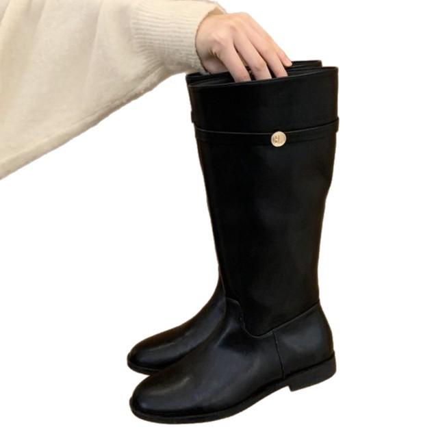 Small inner height increase wide tube knight boots women's autumn and winter new thick heel high tube knight boots but knee boots children