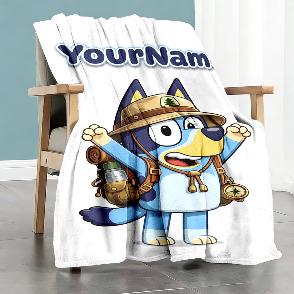 Bluey 121 Customize Text Blanket Throw Personalized Blanket Comfortable Perfect for Nap Bedding Couch Living Room Ideal for All Seasons