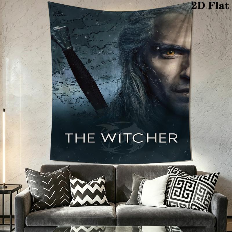 Witcher Wolf Logo Print Tapestry Fashion Print Wallmounted Wall Covering Decoration Work Of Art Background Cloth