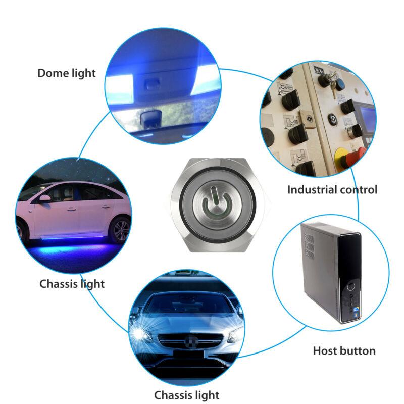 1pc Metal Push Button Switch With LED Indicator Light For 12-24V Automotive Marine Accessories Easy To Install