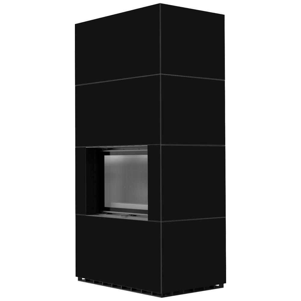 Modular fireplace KRATKI FLOKI BOX 8 kW Ø 160 quartz sinter NERO ASSOLUTO black thermotec