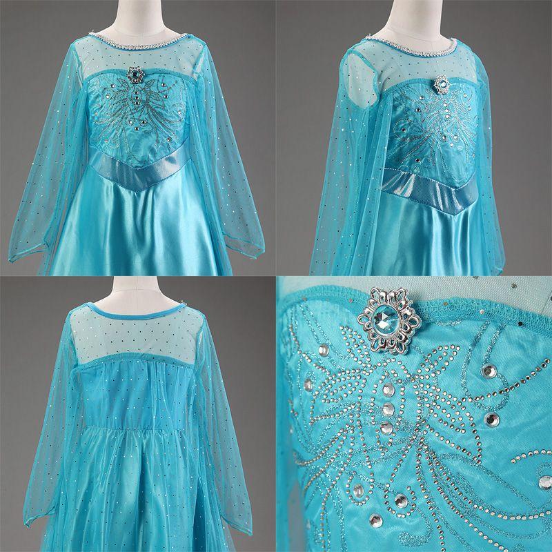 Elegantes Langarm-Tutu-Kleid für Kinder Mädchen Frozen Schneekönigin Elsa Kostüm