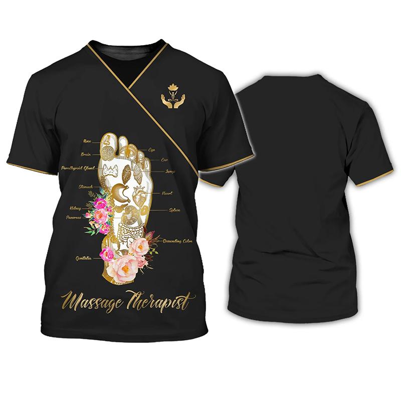 Masážní terapeut 3D tisk Tričko Jednotné pracovní oblečení Žena Muži Streetwear Trička Harajuku Trička Topy Unisex nadměrné oblečení
