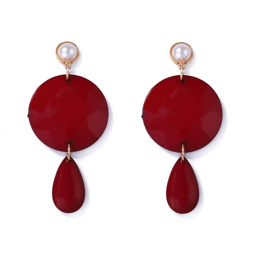 Exaggerated Imitation Pearl Geometric Round Splicing Earrings for Women Lady Temperament Personality Drop Earrings Jewrely Gift