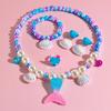 5Pcs Cute Mermaid Tail Necklace Bracelet Set Kids Colorful Acrylic Faux Pearl Beads Jewelry Princess Gift for Kids Girls