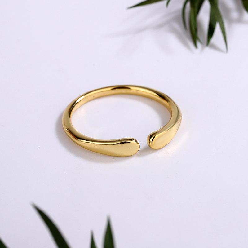 

Minimalist Teardrop Arc Open Ring Unisex Versatile Textured Band Smooth Finish Simple Sleek Everyday Jewelry opening adjustable