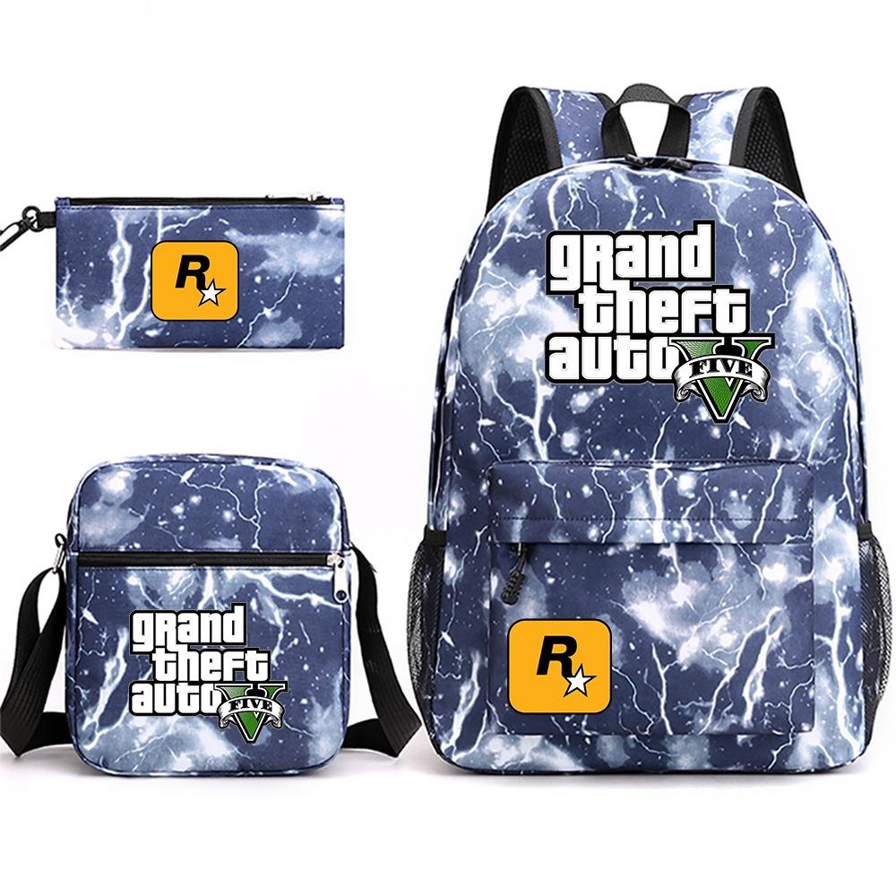 Grand Theft Auto Spel Merchandise Mode Student Schooltas Rugzak Schouder Etui 3-Delige Set