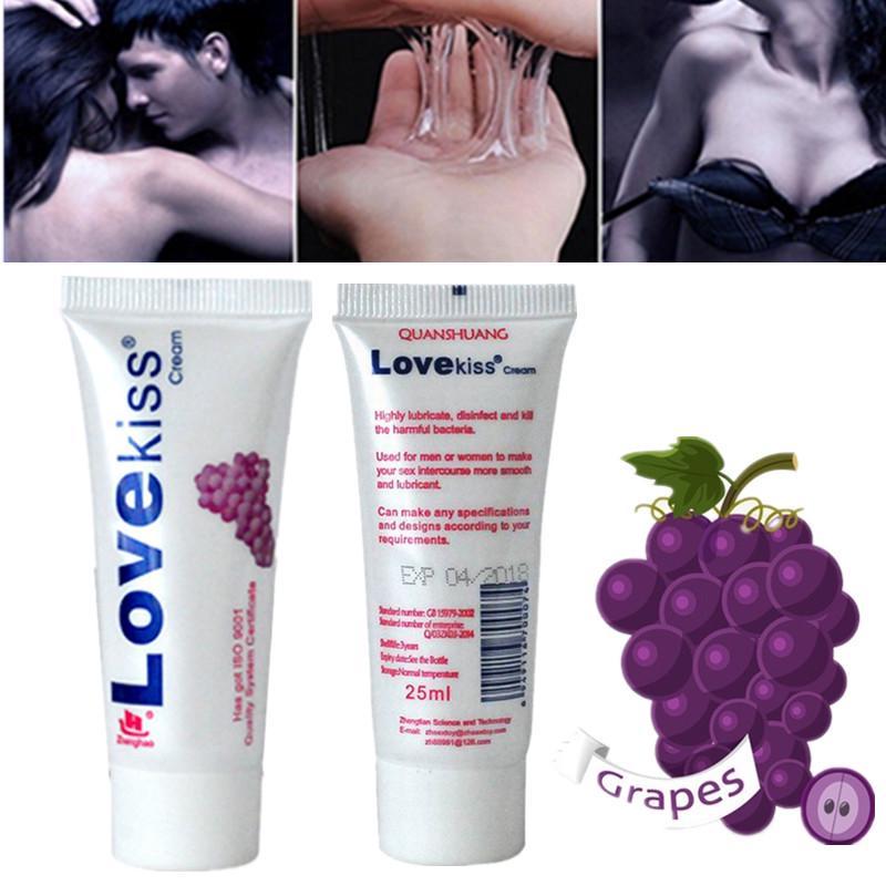 Lubrifiants anaux solubles dans l'eau pour le corps des couples adultes naturels, crème d'amour au goût de raisin, 25ml 1pc