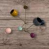 Mid-Century Sputnik Chandelier: Colorful Globe Pendant Light, Brass Finish