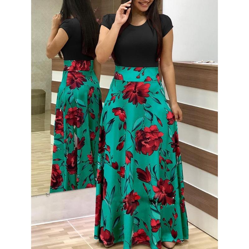 JPNTKY Fashion Summer Spring O-Neck Casual Dresses