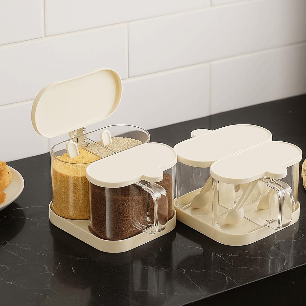 Sealed Rotatable Seasoning Box Plastic Sugar and Salt Container  Kitchen