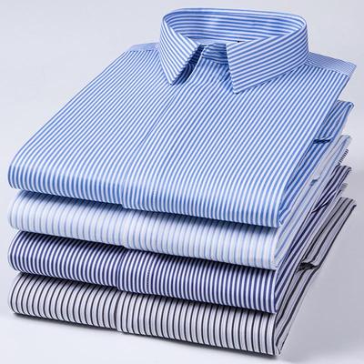 Nová Kvalitní Anti-Wrinkle Pánská Košile Dlouhý Rukáv Košile Pro Pány Slim Fit Camisa Social Business Halenka Pruhovaná Košile 6XL 7XL