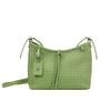 Damen Grün Gewebte PU-Leder Umhängetasche, Lässige Schulterhandtasche mit Verstellbarem Riemen, Modische Tägliche Tasche für Damen, Leichte Messenger Bag