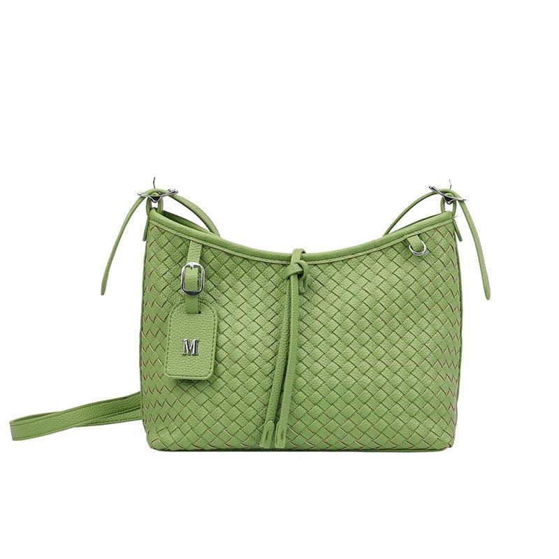 

Women s Green Woven PU Leather Crossbody Bag, Casual Shoulder Handbag with Adjustable Strap, Fashion Daily Purse for Women, Lightweight Messenger Bag зелений