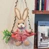 Handwoven Straw Bunny on Swing Easter Spring Home Decor Christmas Ornament Unique Gift Nursery Shelf Decor Farmhouse Crafts