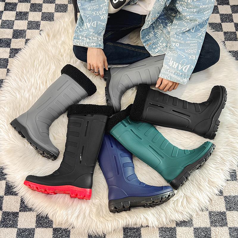 Fashion Unisex Rubber Shoes Men and Women Mid Calf Boots Waterproof Work Safety Rain Boots Fishing Husband Botas Para Lluvia