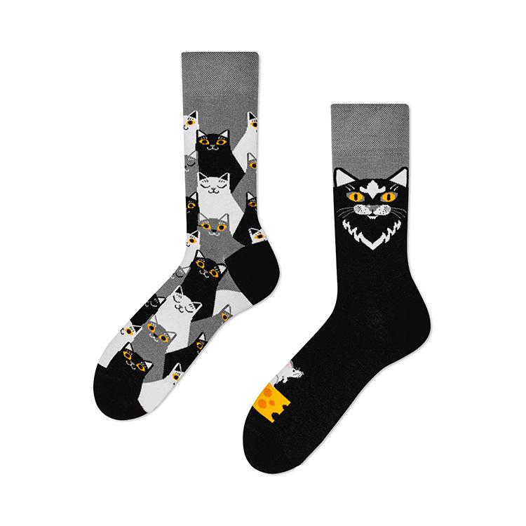 Creative Couple Style Cartoon Jacquard Mid-tube Socks - Trendy Personality AB Socks