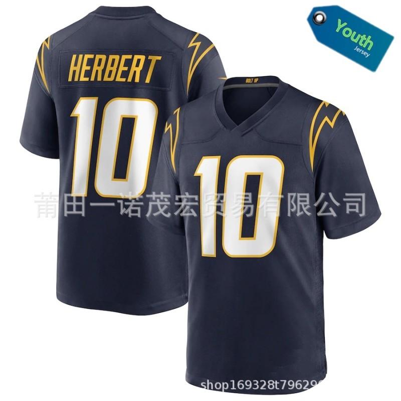 Youth Chargers 10 Herbert Embroidered Rugby Jersey Kids Sports Shirt