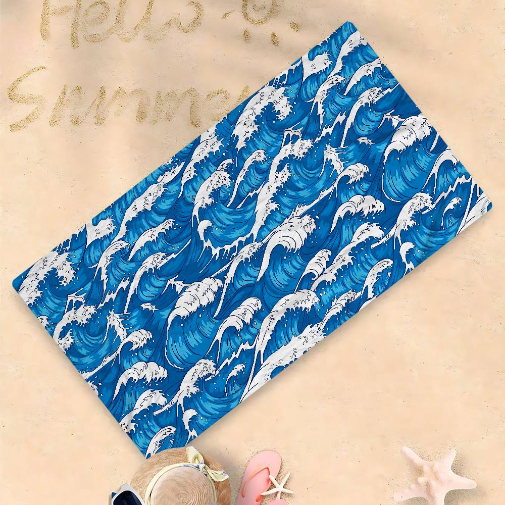 Giappone Onda di Kanagawa Coperta in Microfibra Asciugatura Rapida Teli da Spiaggia Stampa Oversize Super Assorbente Coperta Asciugamano da Piscina