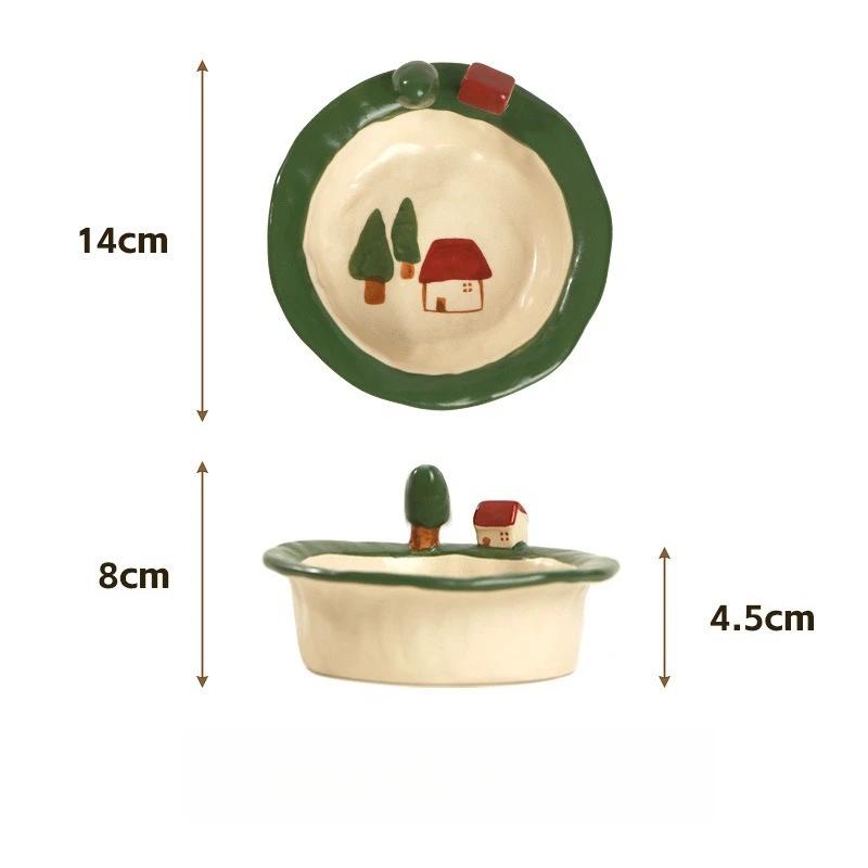 Практичная Креативная Расписанная Вручную Керамическая Миска с Подглазурной Росписью Милая Детская Миска для Риса Миска для Мороженого для Домашнего Использования Новая