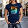 Retro Gradient Surf California West Coast Graphic Tee For Adult Unisex Unisex Trendy Tropical Palm Print Casual Daily Summer