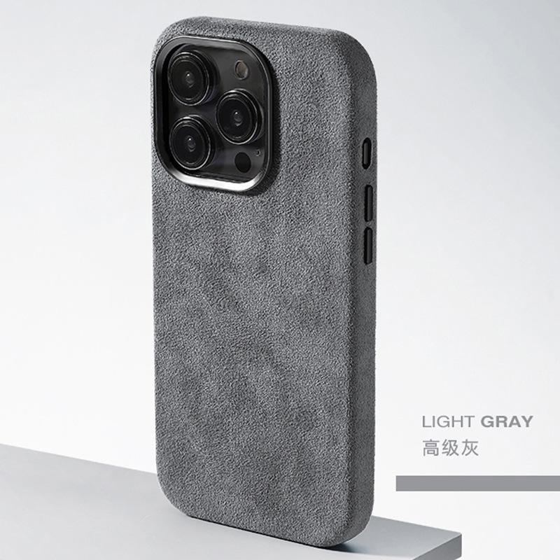 

Нужно выбрать модель Чехол Alcantara с магнитной фиксацией Подходит для iPhone 17, 16, 14, 15 Pro Max Импортная замша Металлические линзы For iPhone 17ProMax серый