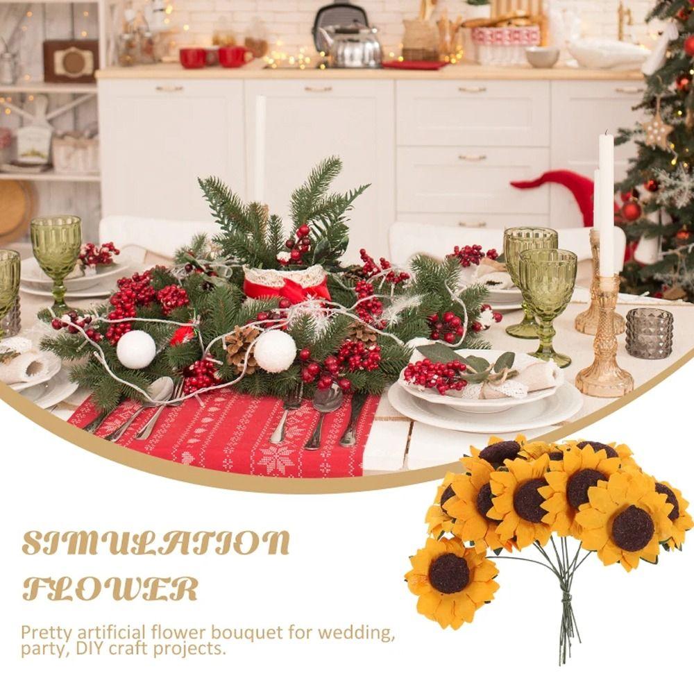 100pcs Handmade Artificial Sunflower Paper Flower DIY Bouquets Fake Flower  Party