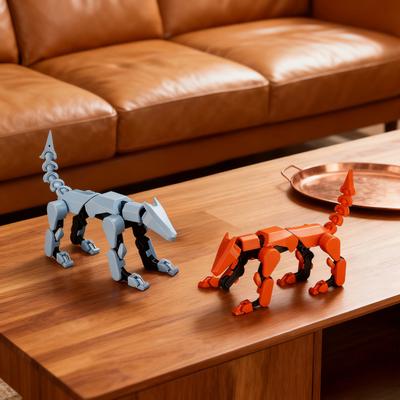 Yousheng 1/5Pcs Figurine de Chien Robot Imprimée en 3D Articulations Mobiles Figurine de Chiot Modèle Animal Articulé Jouet Anti-Stress Ornement de Décoration de Bureau à Domicile