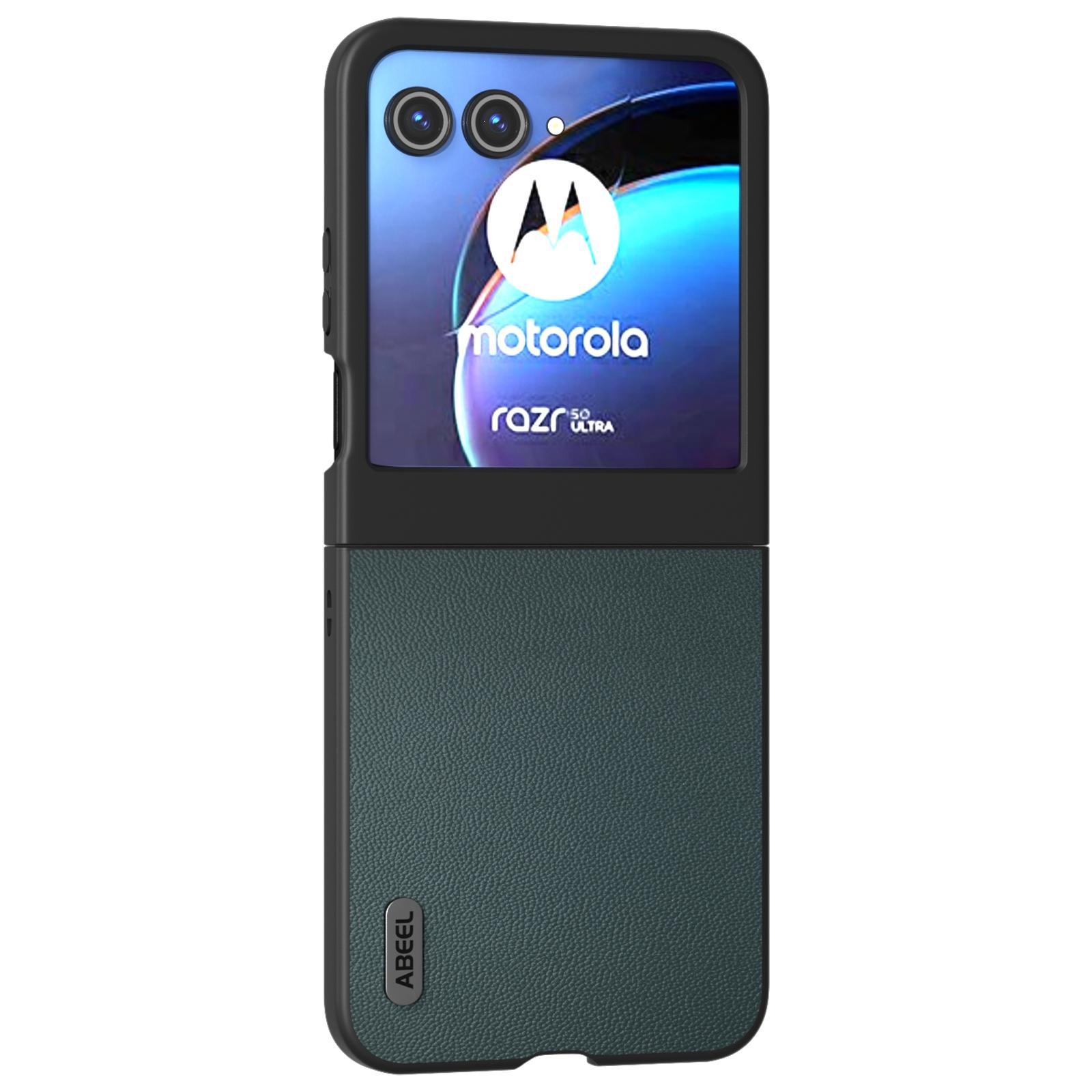 

ABEEL For Motorola Razr 60/Razr 50 5G Case Genuine Cow Leather PC Phone Cover Black Edge F