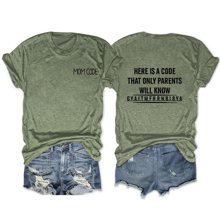 Fashion before and after here is a code letter print women's casual short sleeves
