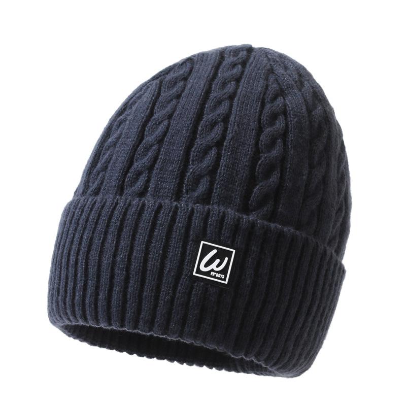 Winter Wool Hat Autumn Winter Warm Knitted Hat Male Velvet Thick Cotton Hat Ear Protection Cap Sleeve Cap Skullies Beanies Ski Slouchy Cap