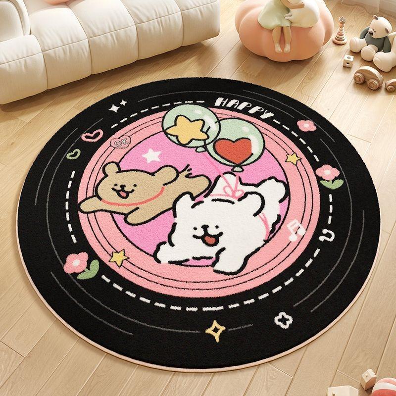 Disney Cartoon Album Circular Carpet Cute Cartoon Home Decor Living Room Sofa Bedroom Bedside Kitchen Game Mat Non-slip