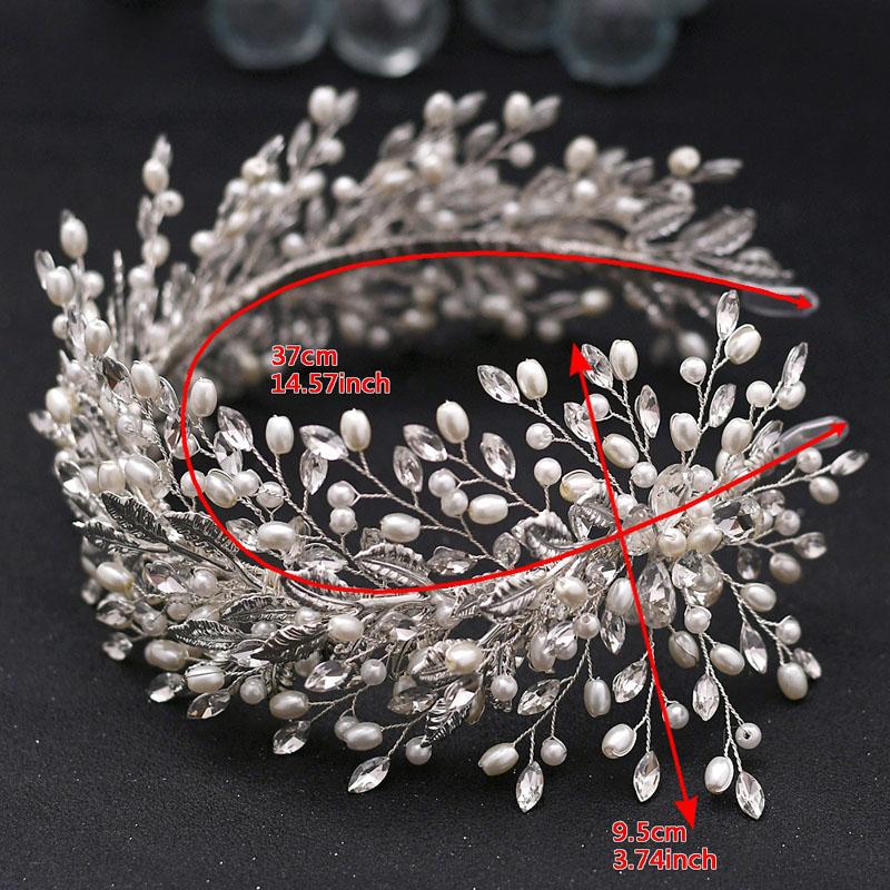 SLBRIDAL Luxury Handmade Flexible Rhinestones Crystals Pearls Wedding Tiara Headband Bridal Crown Women Hair Accessories Jewelry