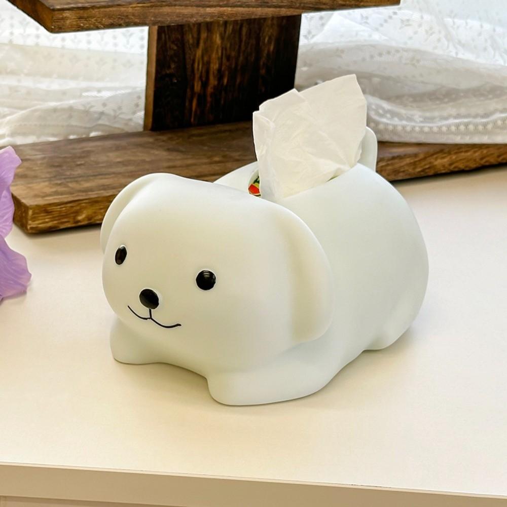Decorative Little Dog Tissue Storage Box Figure Model Little White Dog Model Toy  Home Decoration