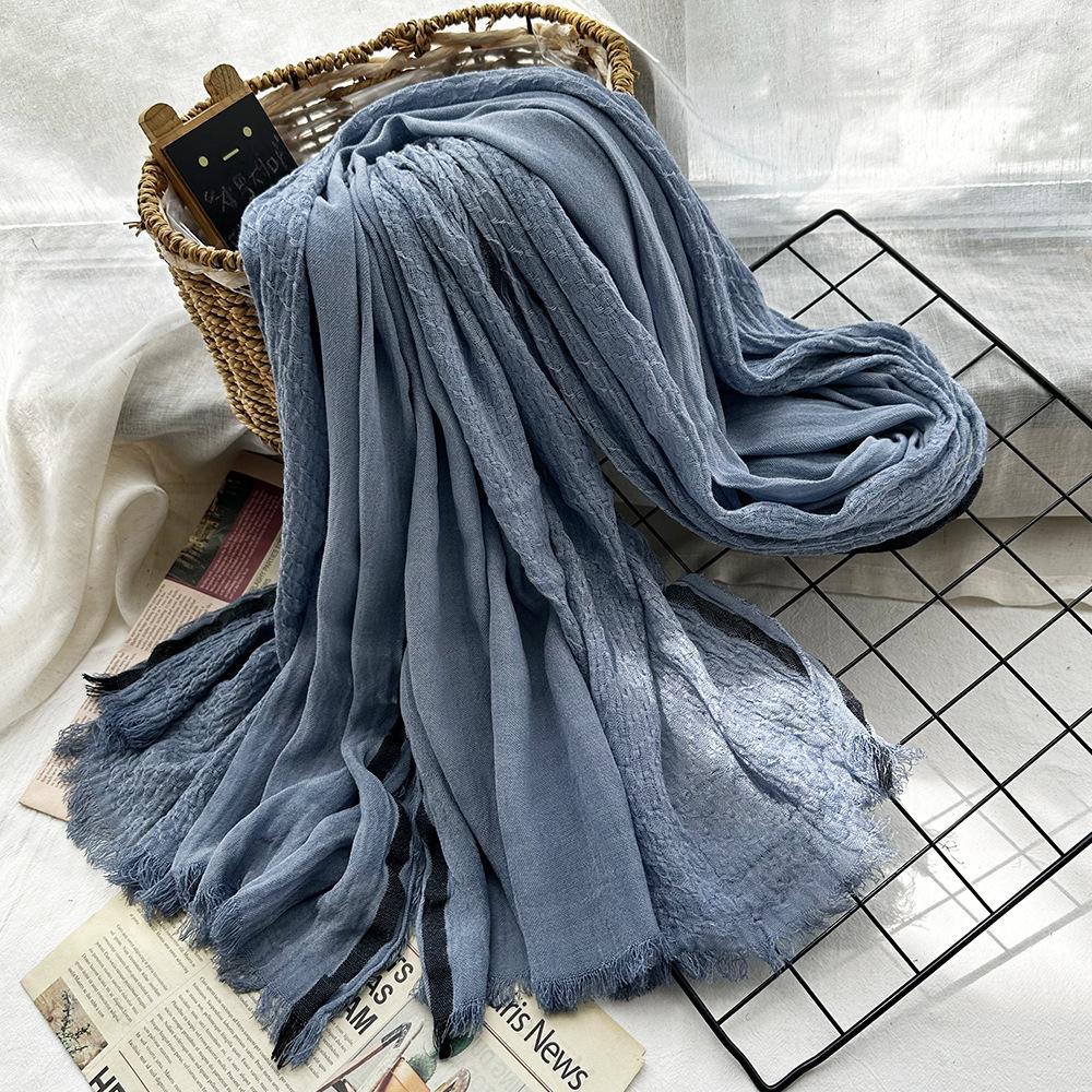 Cotton And Linen Silk Scarf Women'S Autumn And Winter Gradual Change Color Matching Japanese And Korean Ladies Mori Women Bamboo Yarn Shawl