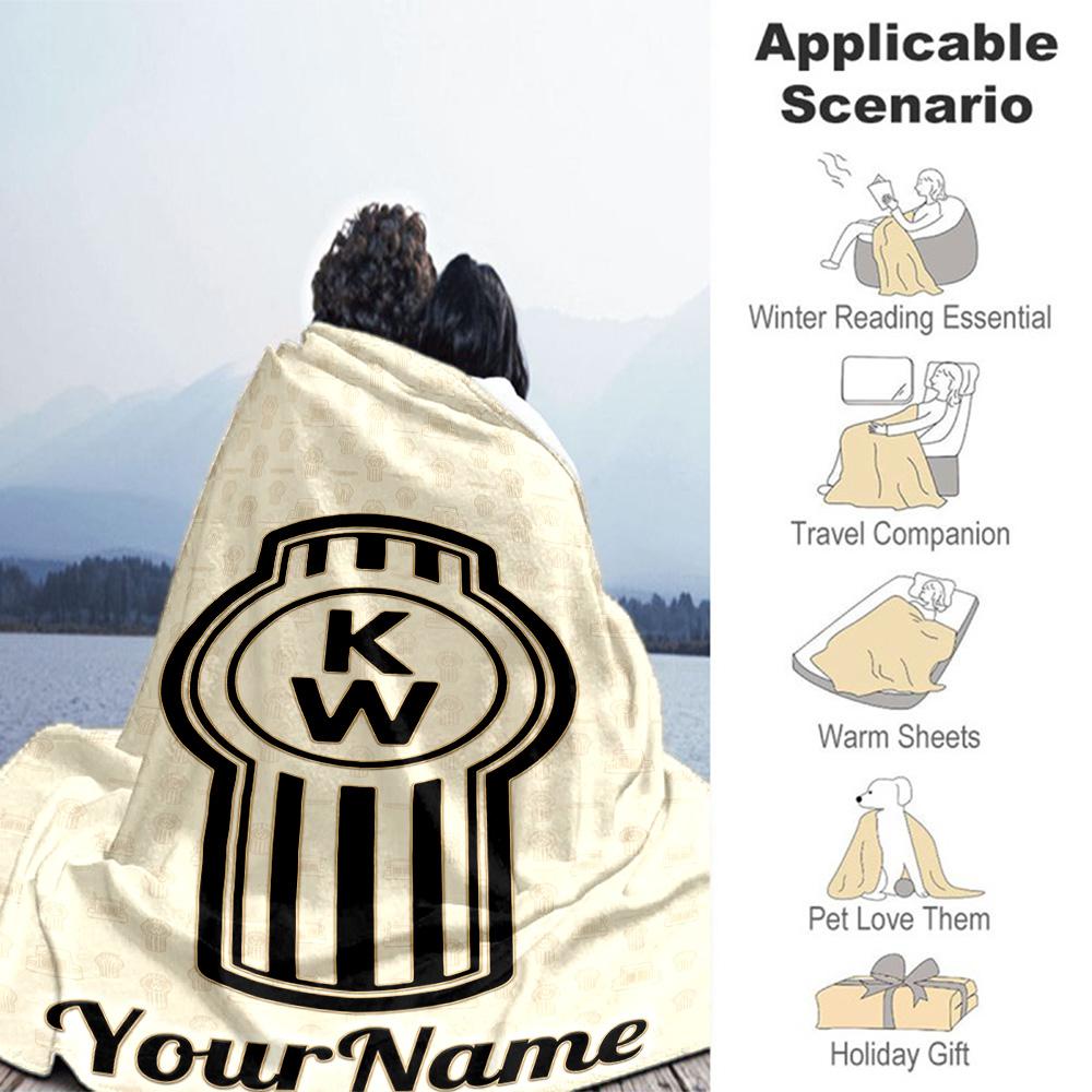 Kw Heavy Trucks Customize Your Name Blanket Cozy Personalized Blanket Ultra-Soft Suitable for Bed Couch Picnics Seaside Ideal for All Seasons
