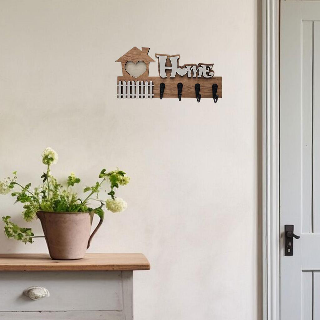 Wooden Hooks, Wooden Key Hooks, Entrance Hall Wall Decoration, Non-drilling Storage Rack Hooks