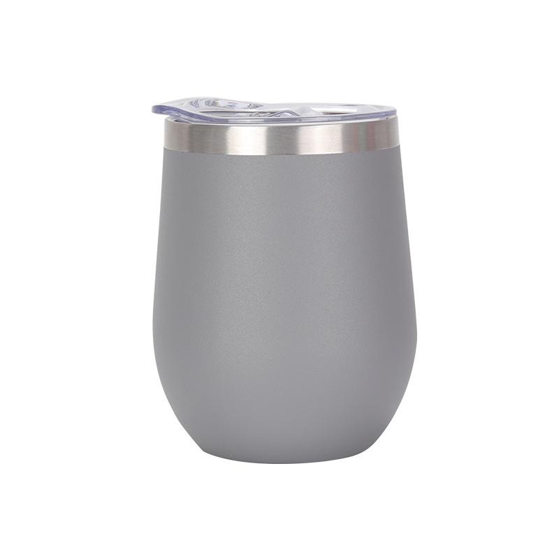 Custom 12oz Stainless Steel Double Layer Eggshell Insulated Vacuum Thermos Coffee Cup Outdoor Mini Egg Shaped Cup Mug with Lid