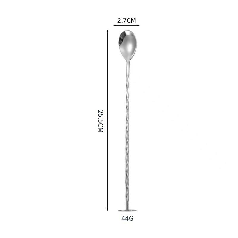 304 Stainless Steel Long-Handle Double-Ended Cocktail Stirring Spoon & Fork