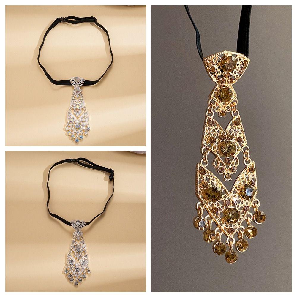 Adjustable Rhinestone Necktie Tassel Crystal Necktie Decorative Formal Business Ties  Wedding