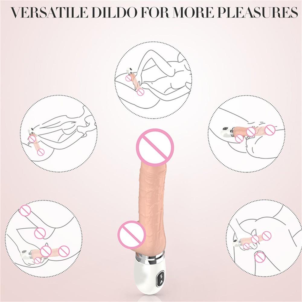 Vibrátor realistického tahového dilda s vyhřívaným zatahovacím penisem, anální stimulace bodu G, automatické dildo pro ženy s přísavkami