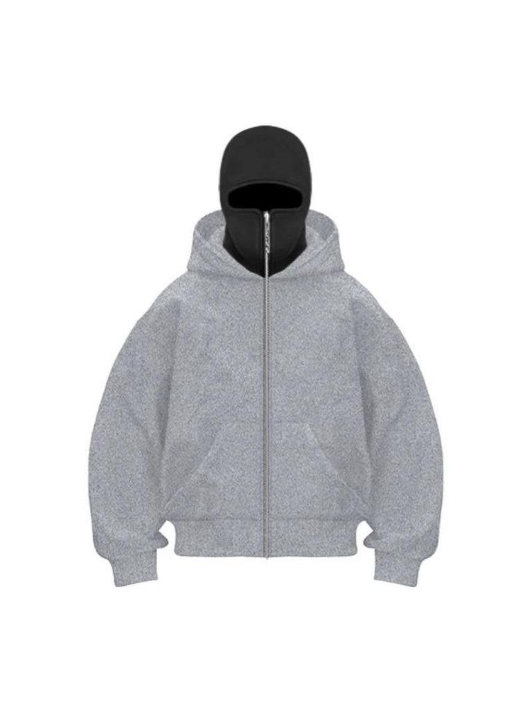High-Weight Double Hooded Iron Zipper Sweatshirt - Youth Solid Color for Autumn/Winter 
