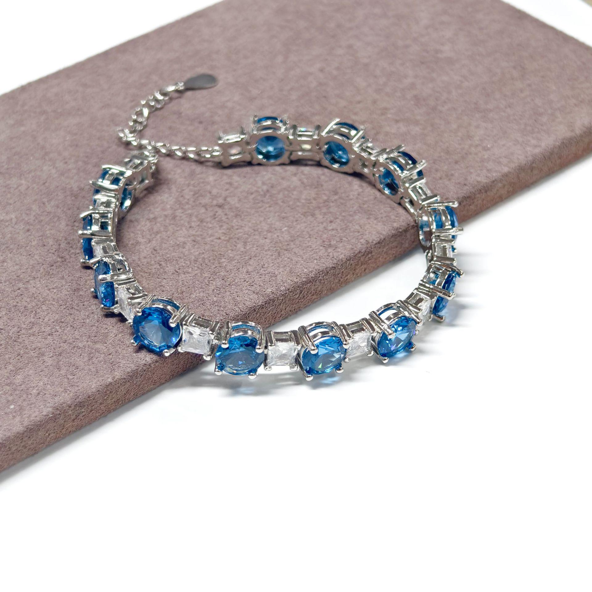Gesen Jewelry Simulated Colored Gemstones Square Bracelet - Tourmaline & Tanzanite Inlaid for a Chic, Luxurious Look