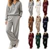 Women's Casual Loose Long Sleeve Top and Wide Leg Pants Two-Piece Set for Daily Wear