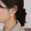 3D White Enamel Ball Earrings: Korean Style, High-End Feel, Niche Design for Women.