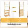 Freestanding Natural Bamboo Towel Rack with 3 Towel Rails and 3 Storage Shelves, Space-Saving Foldable Towel Holder for Bathroom