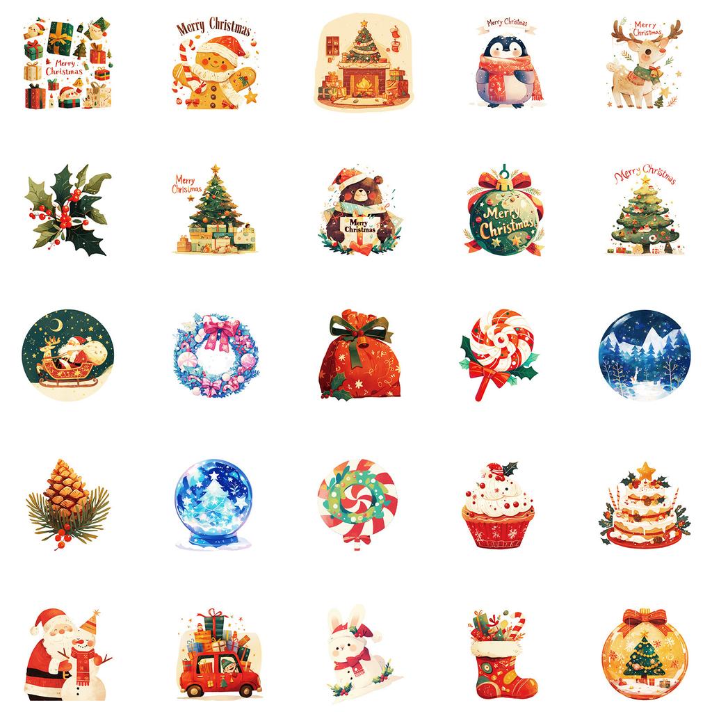 50 Christmas Personalized Festive Cartoon Children's Stickers Party Decoration DIY Water Cup Laptop Stickers