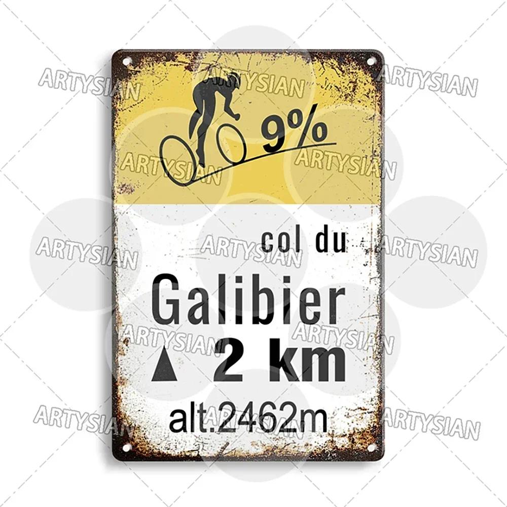 Cartello Metallica Tour de France Targa Ciclismo Paves Du Paris Roubaix Col du Galibier Col de Sarenne Alpe d'Huez Mont Ventoux Glandon